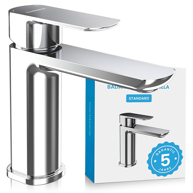 Monomando de lavabo cromado Bächlein Mizarela con caño plano
