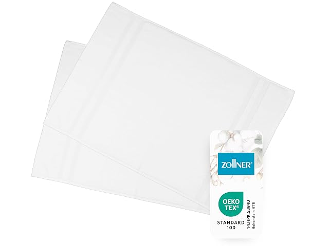 Pack de dos alfombras de baño de algodón blanco con cenefa ZOLLNER