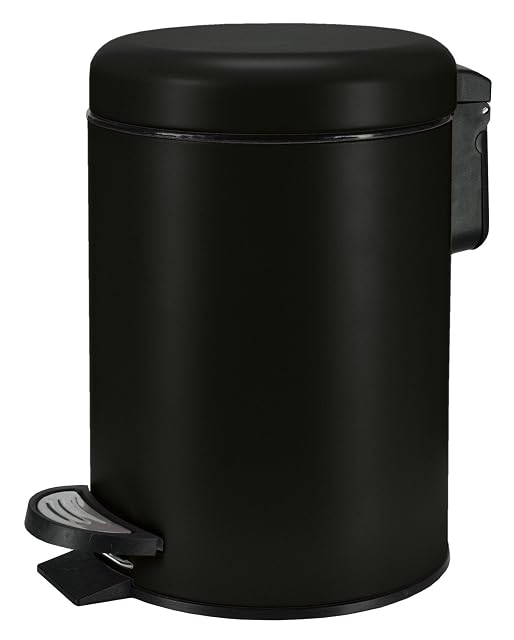 Papelera de baño con pedal Kleine Wolke ONE en negro mate, 3 litros