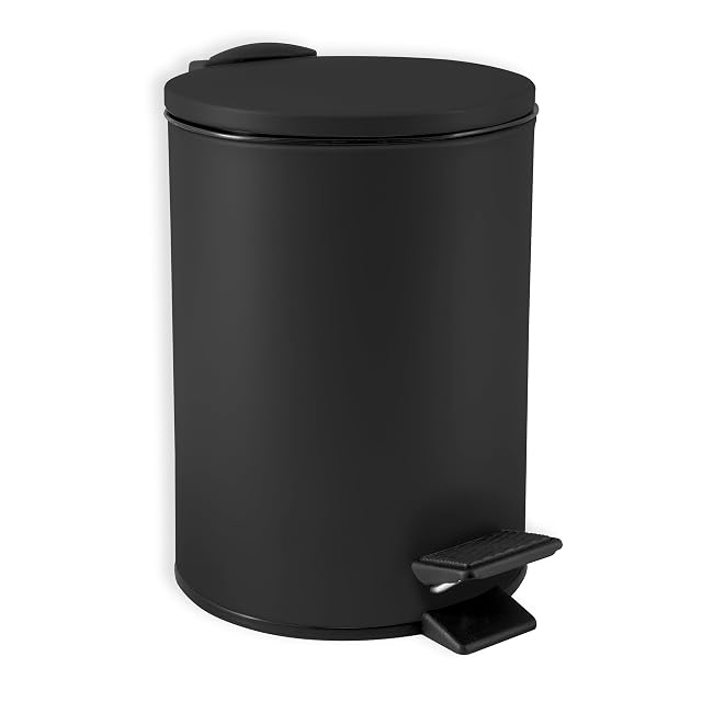 Papelera de baño con pedal Spirella Swartz en acero inoxidable negro