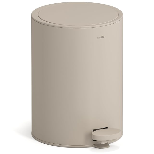 Papelera de baño con pedal stardis en acero inoxidable mate color topo