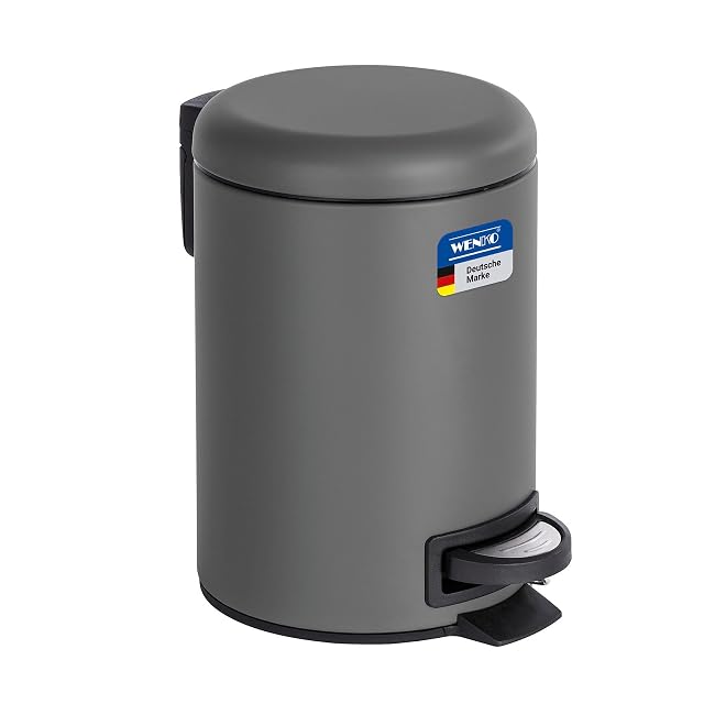 Papelera de baño con pedal WENKO Leman en acero gris mate