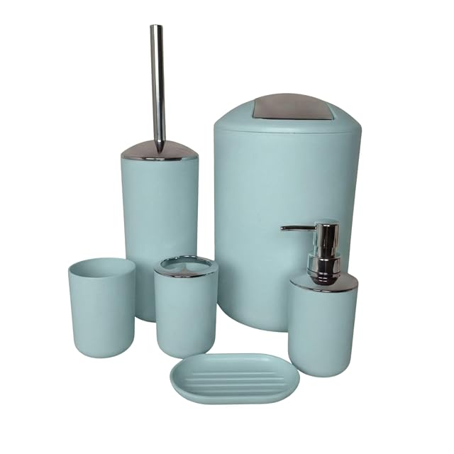 Set de accesorios de baño de plástico de seis piezas verde menta G.mütlich