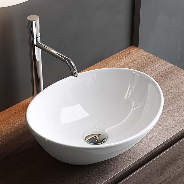 Lavabo sobre encimera ovalado de cerámica blanca Mai & Mai