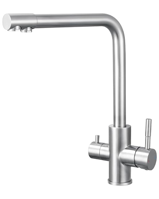 Monomando de cocina de tres vías en acero inoxidable cepillado Sofetiy
