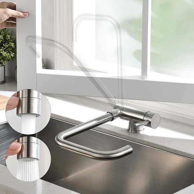 Monomando de cocina abatible bajo ventana negro en inoxidable 304 CECIPA