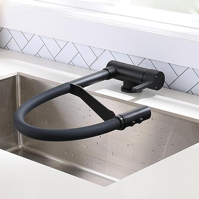 Monomando de cocina abatible bajo ventana negro de latón ZPSPZ
