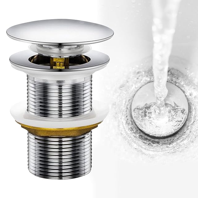 Válvula de lavabo de apertura por pulsación en acero inoxidable Fousenuk