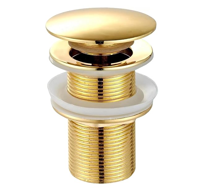 Válvula de lavabo de clic en latón con acabado dorado goambuy