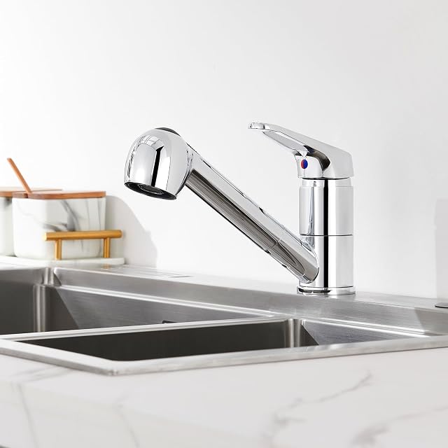 Monomando de cocina extraíble de alta presión Auralum con chorro de dos modos