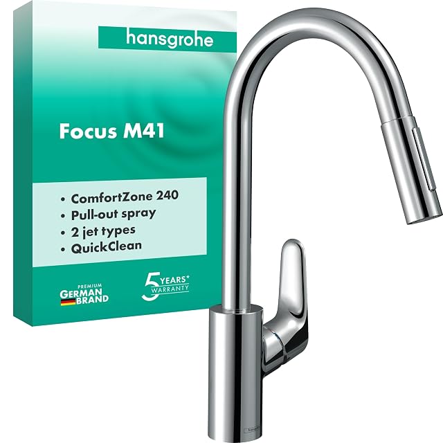 Monomando de cocina extraíble cromado hansgrohe Focus M41