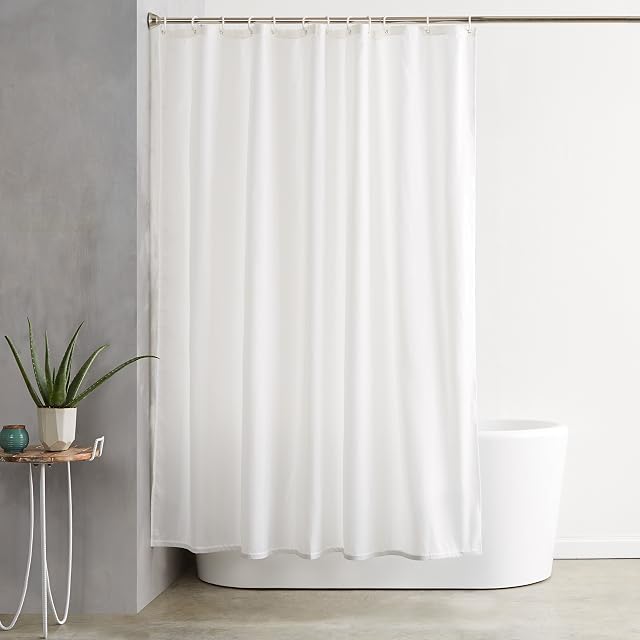 Cortina de ducha blanca lisa Amazon Basics, 180 por 200 cm