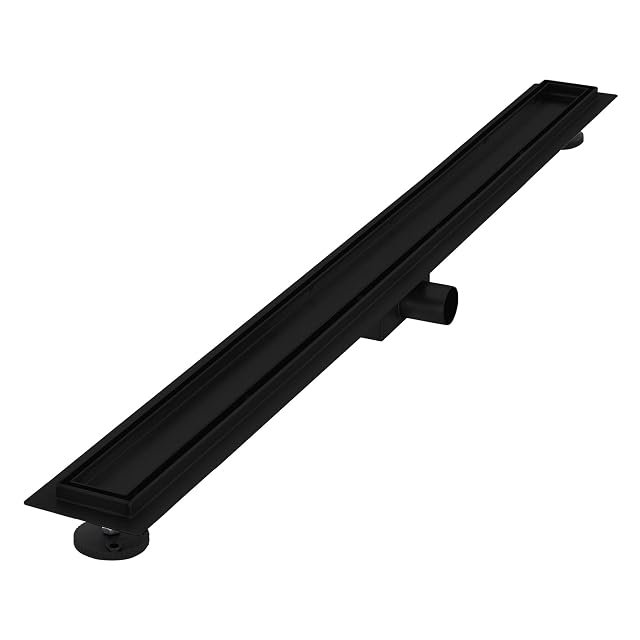 Canaleta de ducha de acero inoxidable negra LuxeBath de 100 cm