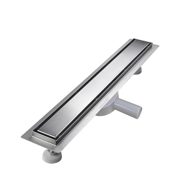 Canaleta de ducha de acero inoxidable sunrik de 90 cm con sifón giratorio