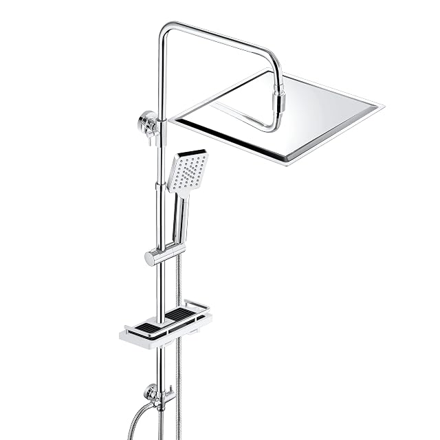 Columna de ducha cromada de inoxidable 304 JOHO con rociador de lluvia de 30 × 30 cm