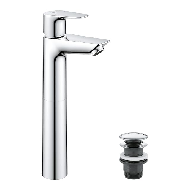 Monomando de lavabo alto cromado GROHE StartEdge con válvula de clic