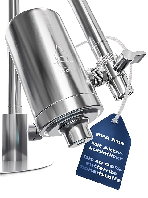 Filtro de agua para grifo de acero inoxidable VILTARO con palanca inversora