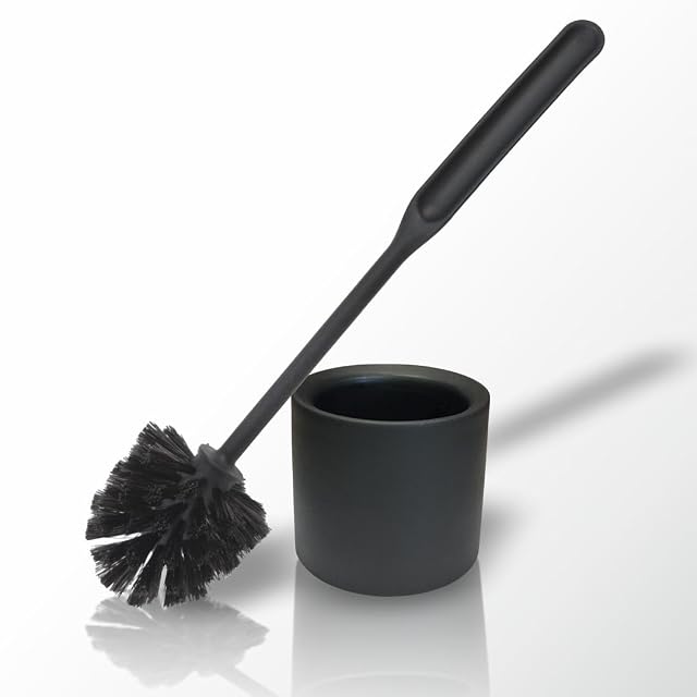 Escobilla de inodoro negro mate York con soporte