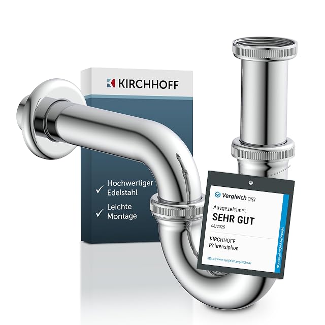 Sifón de lavabo de acero inoxidable cromado Kirchhoff