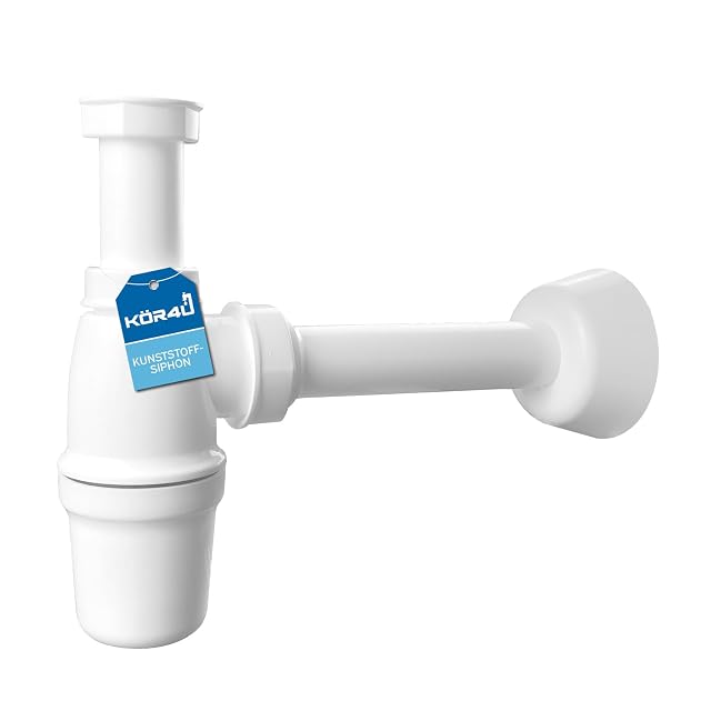 Sifón de lavabo ahorra-espacio de plástico blanco kör4u
