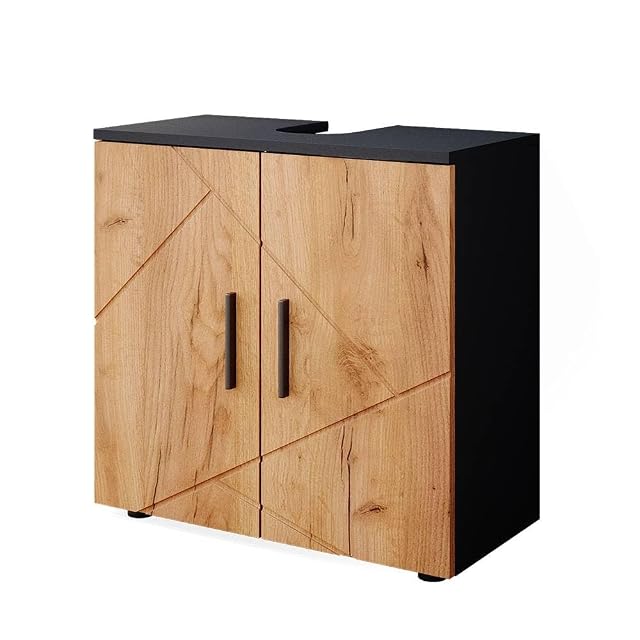 Mueble de lavabo de dos puertas roble y antracita Vicco Irma