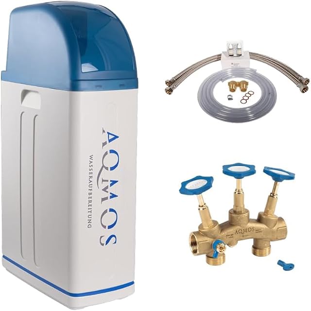 Descalcificador de agua Aqmos R2D2-48 con su kit de conexión