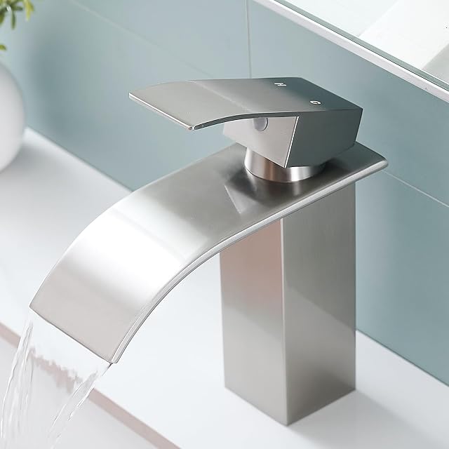 Grifo monomando de lavabo cascada de acero inoxidable Fransiton