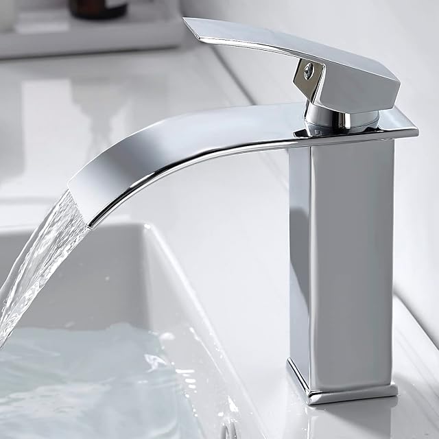 Monomando de lavabo cascada cromado kisimixer con acabado PVD